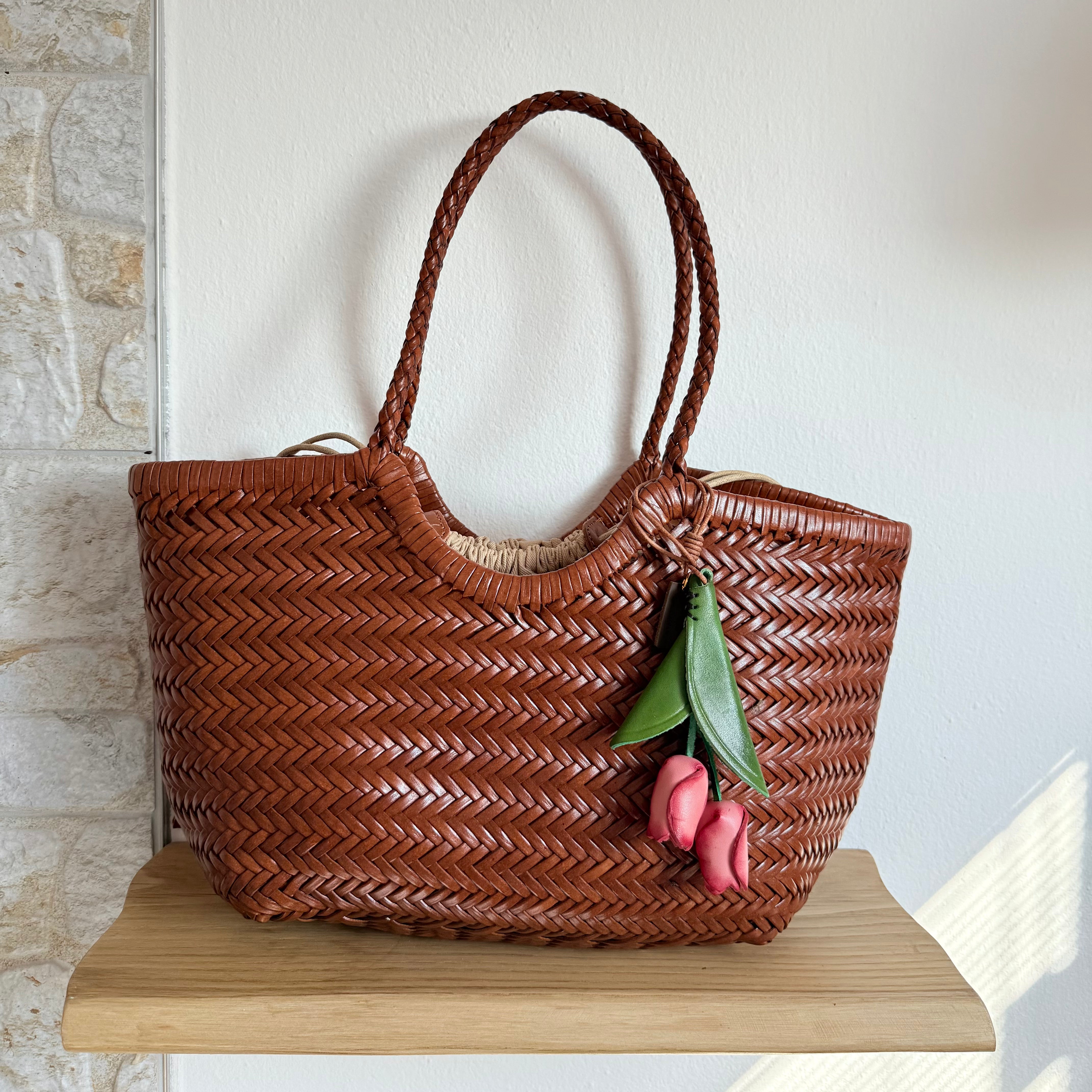 Tulip Bag Charm - Handmade Full-Grain Leather