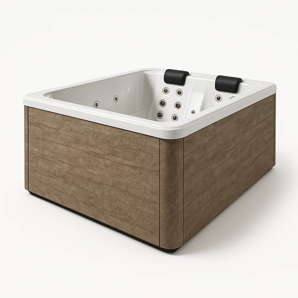 Spa rigide 185x145x85 cm 2 places rectangulaire beige/blanc jlnwLYn433vR