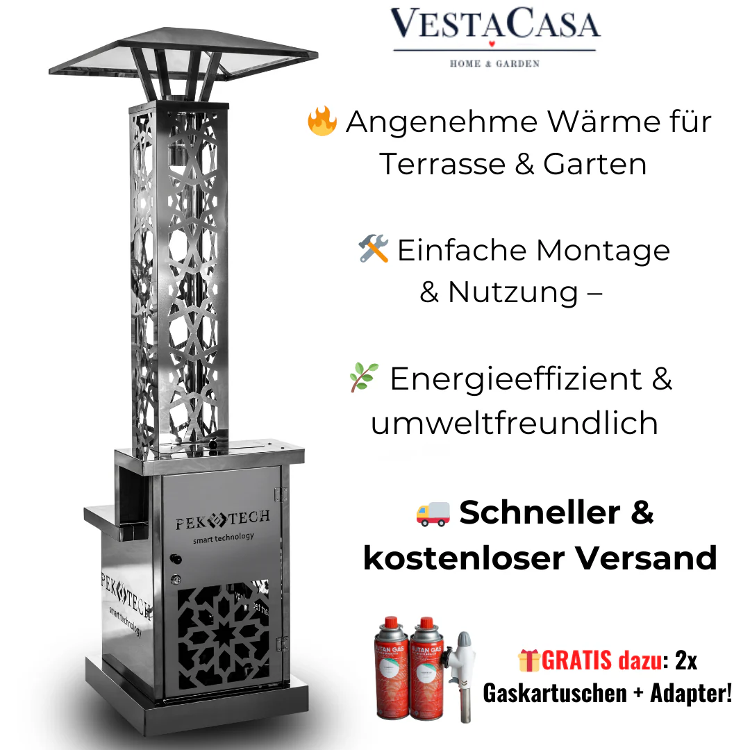 2025 Pektech Peluxe Chrom – Eksklusiv pillevarmeparasol i integreret krom til have og events