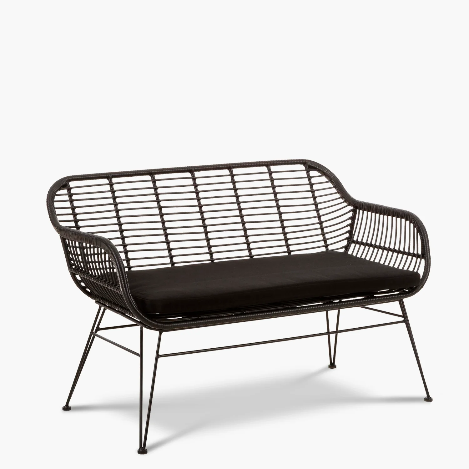 Banc en rotin synthétique noir Crète 2025