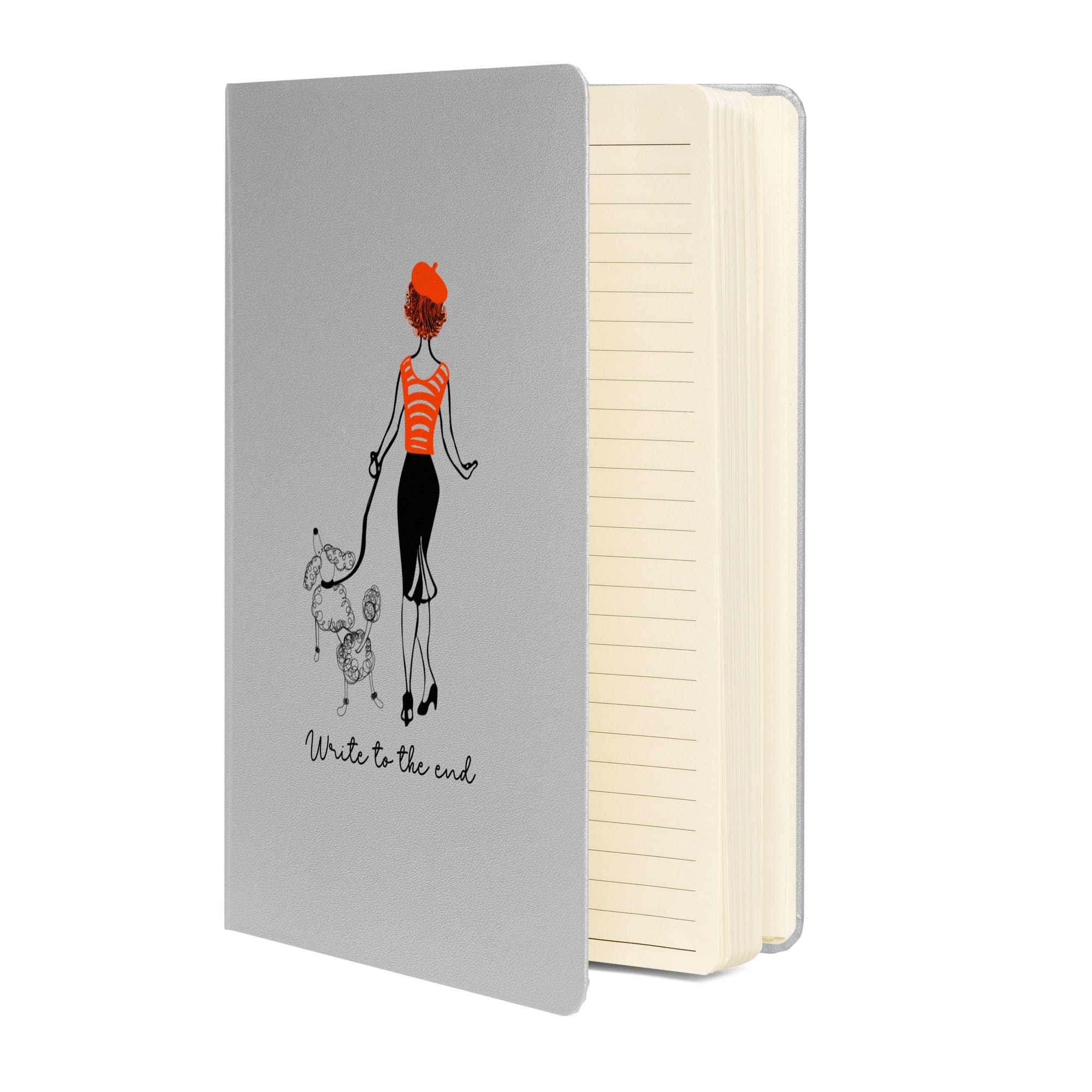 Write to the End Woman and French Poodle Hardcover Bound Journal