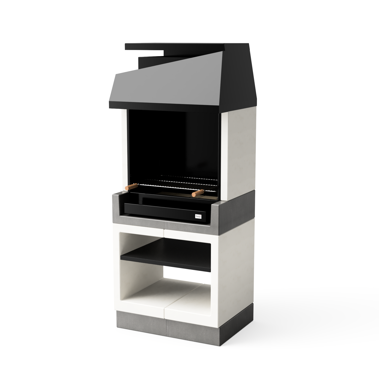 Tuozi - Einbaugrill für Holz und Holzkohle, Modell Kitaway Otte (grau/weiß - 84 x 63 x 206 cm) Art.-Nr.: T00170