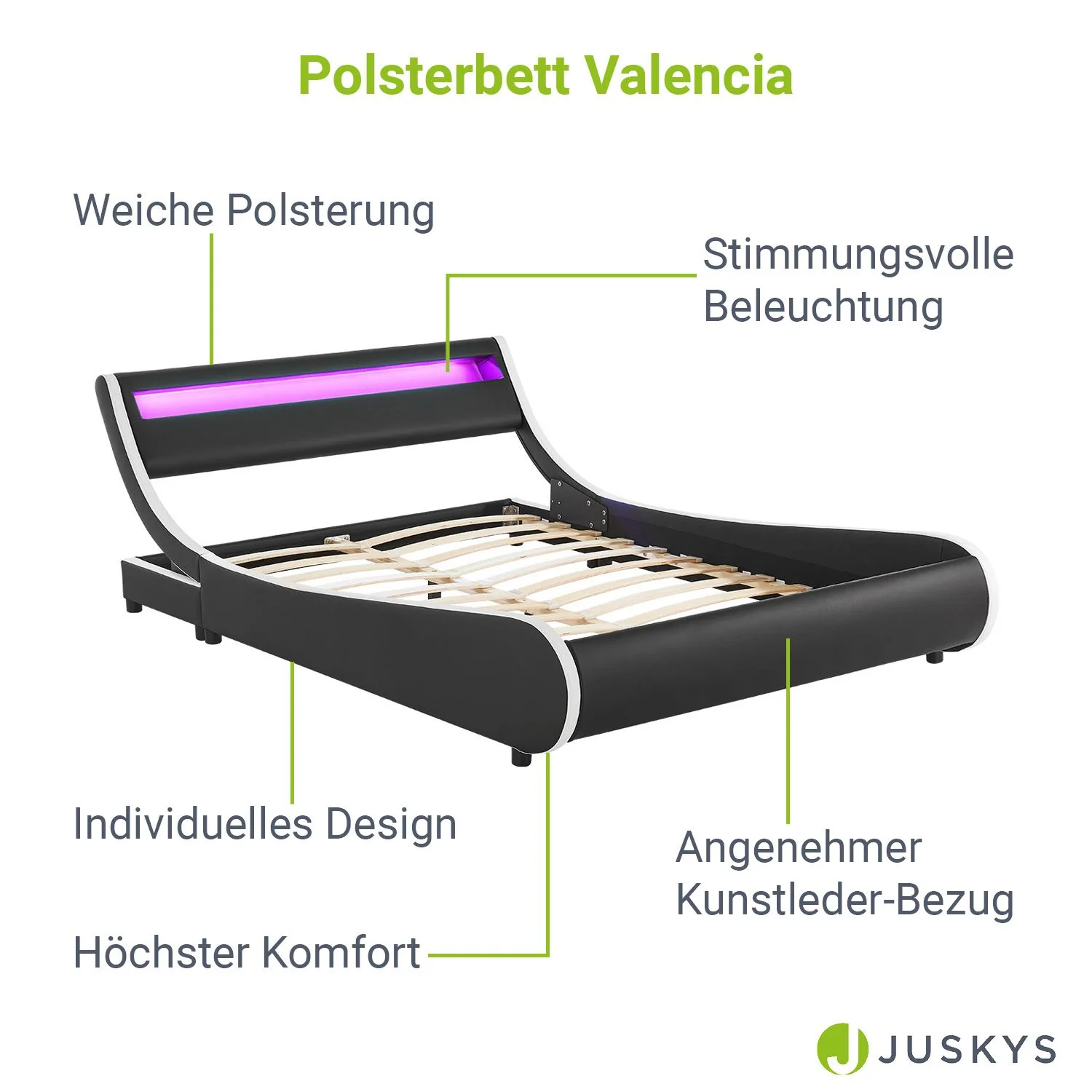 Lit capitonné Valencia 2025, 140 x 200 cm, blanc