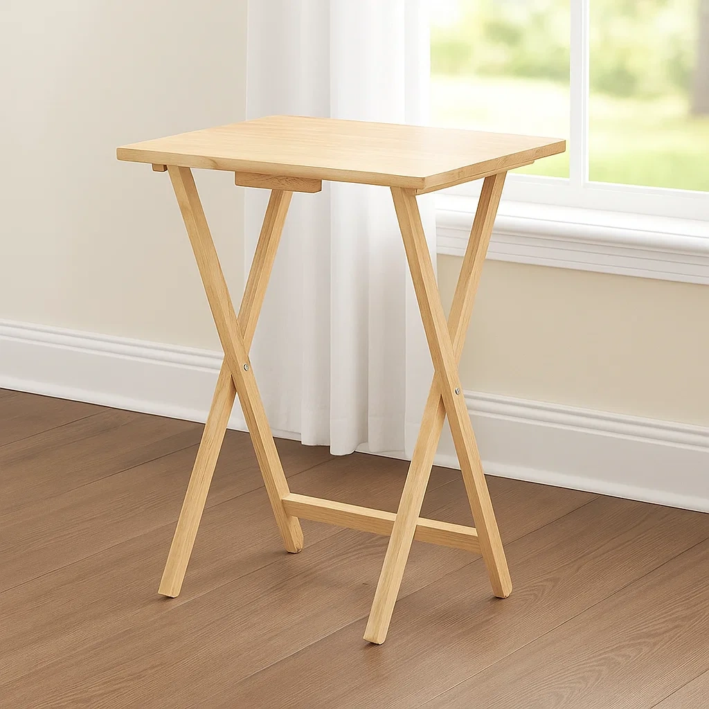 Table pliante couleur bois, adaptée à un usage intérieur, 49 x 37 x 86 cm