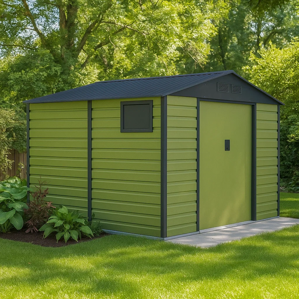 Abri de jardin en acier galvanisé vert, 6,64 m² - LoRvGlM135gX