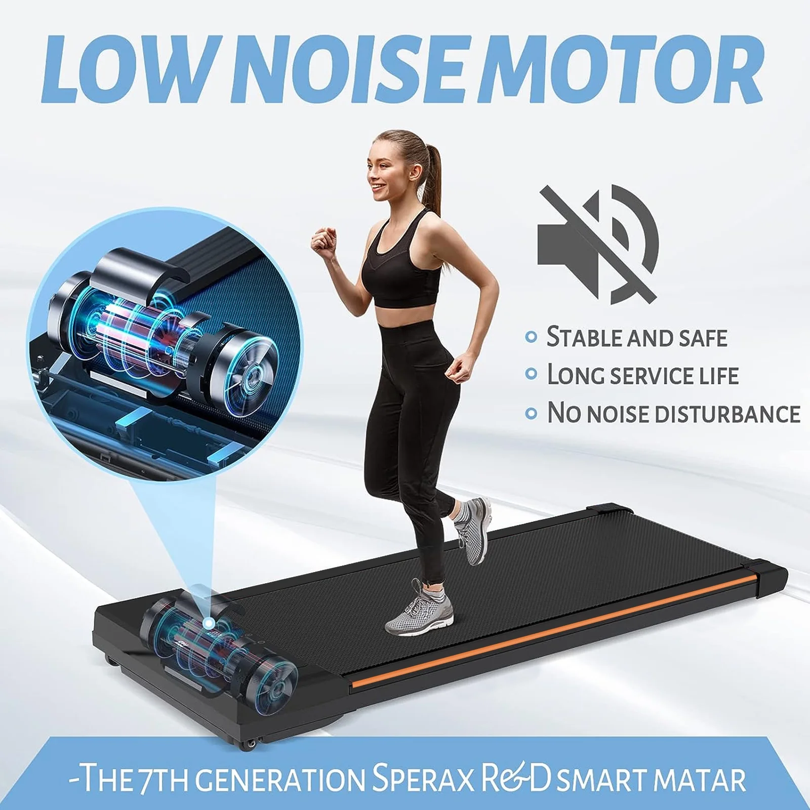 Tapis de course pliable CoolHut 2025, à utiliser sous un bureau. Portable et 2 en 1 : marche, jogging et travail à domicile. Moteur silencieux de 2,5 CV. Écran LED et télécommande. Noir.