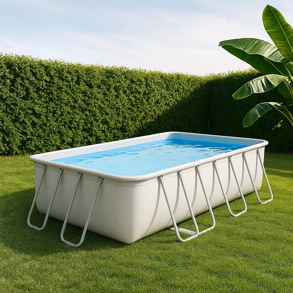 Piscine tubulaire rectangulaire, 5000 litres, structure métallique, revêtement PVC, couleur blanche, montage facile, 400 x 200 x 100 cm - JJ0OJrav05dm