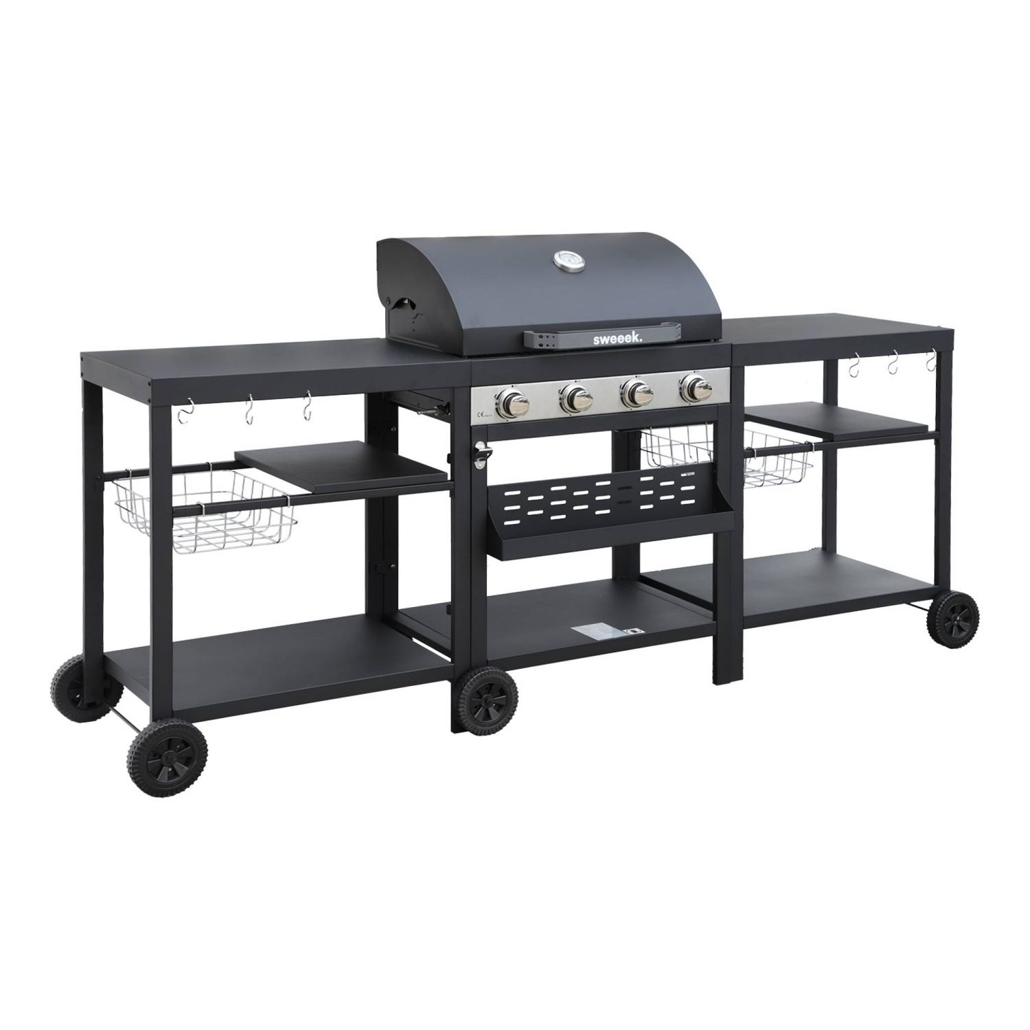 4-Flammen-Grill, Außenküche, Schwarz