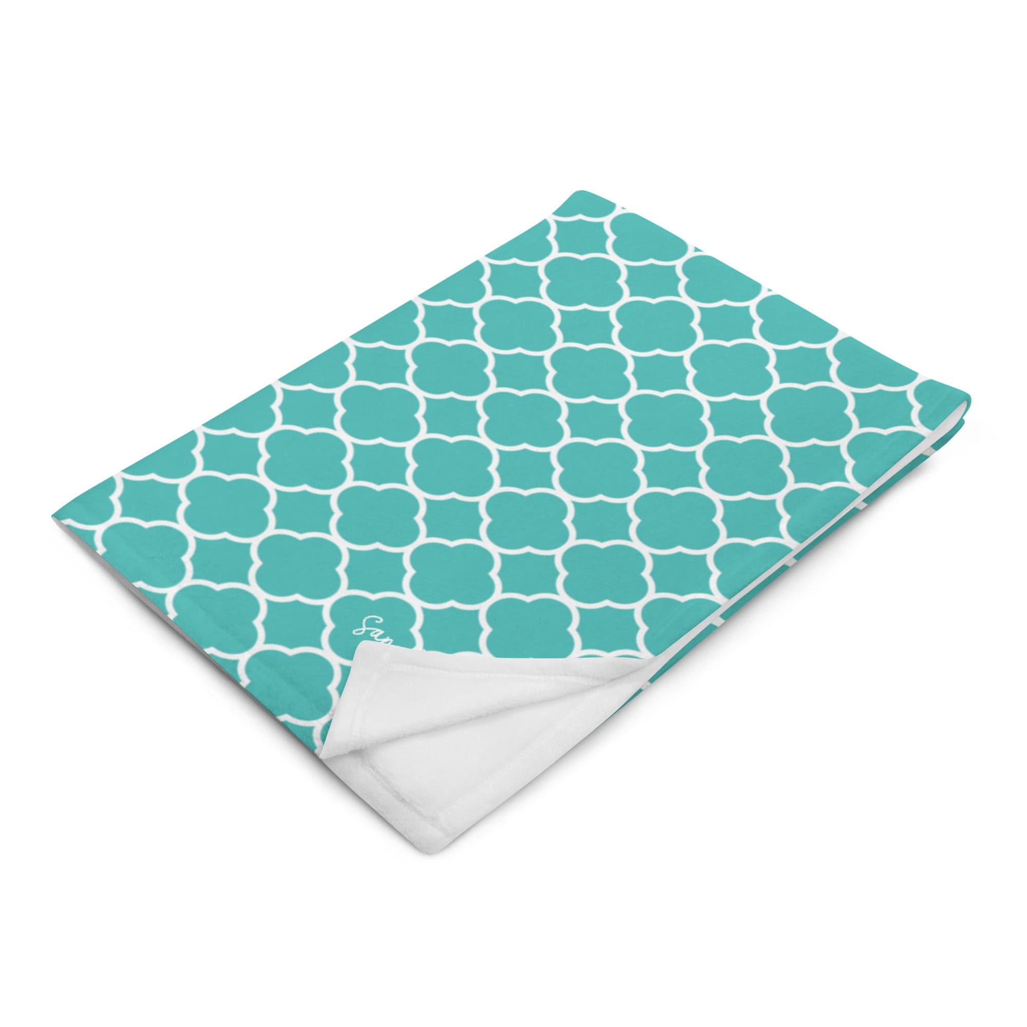 Turquoise Quatrefoil Throw Blanket