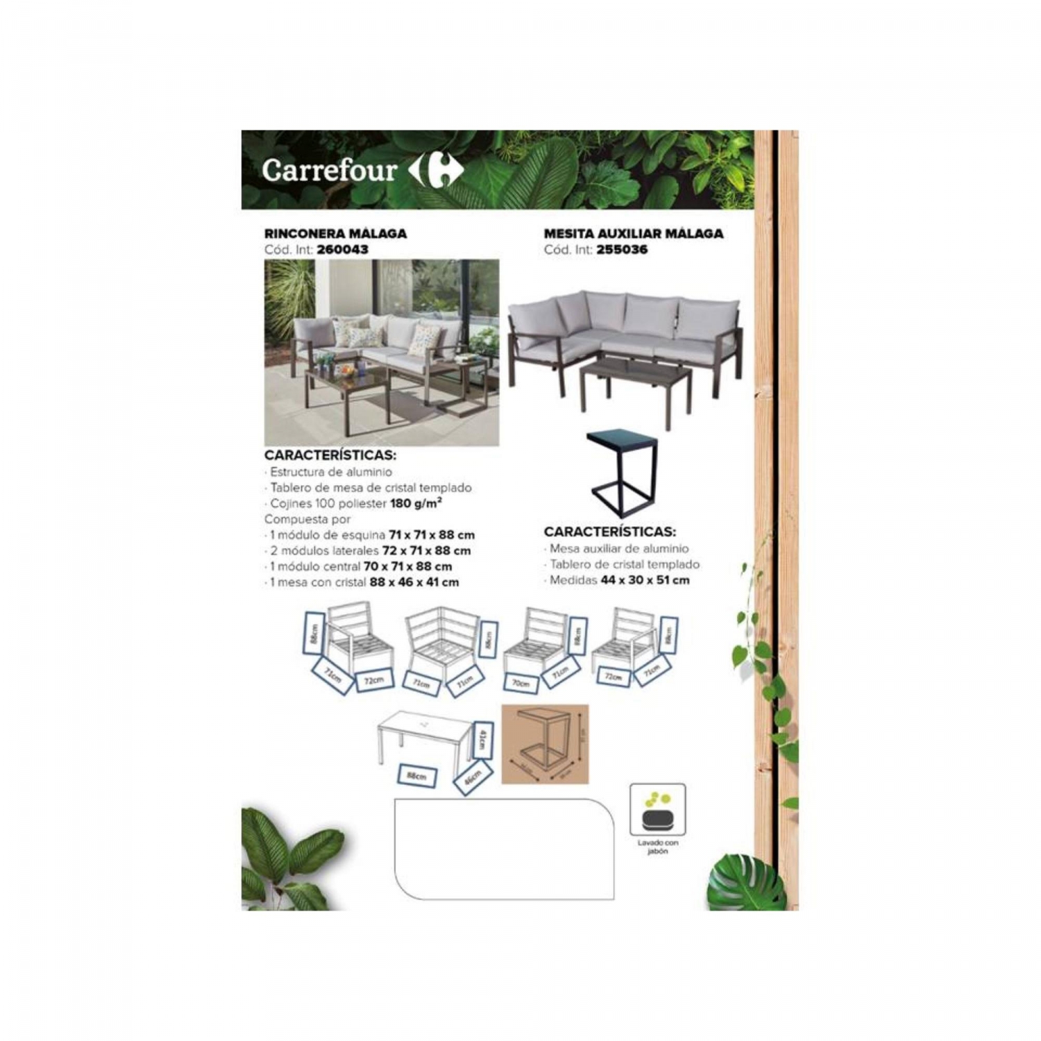 Aluminium-Eckgarten-Set: Tisch + Eckelement, Malaga