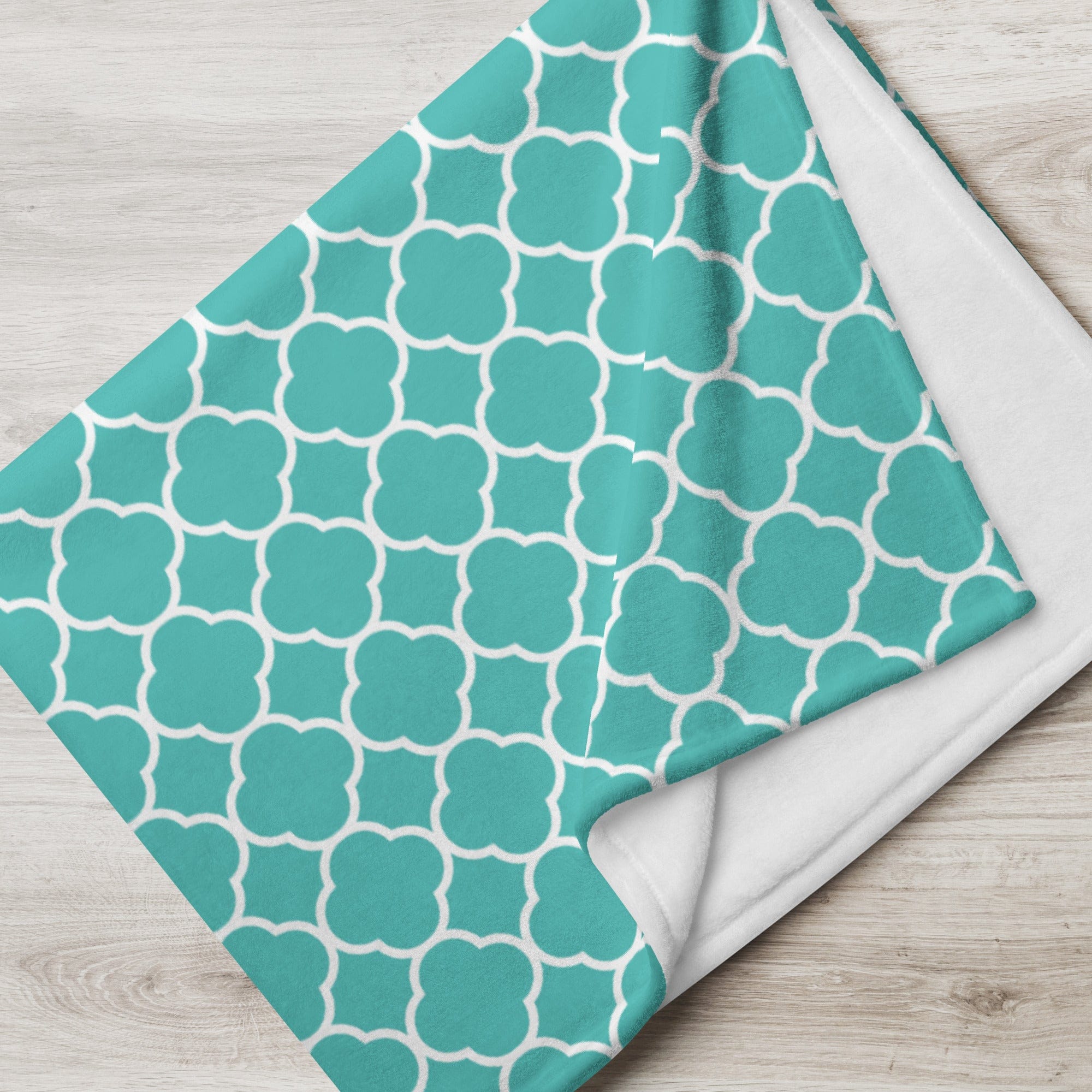 Turquoise Quatrefoil Throw Blanket