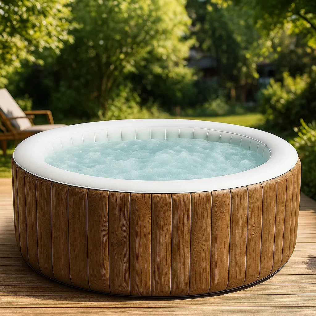 Spa gonflable rond 196 x 196 x 71 cm pour 4 personnes, marron/blanc, AXwWuBX343Xb