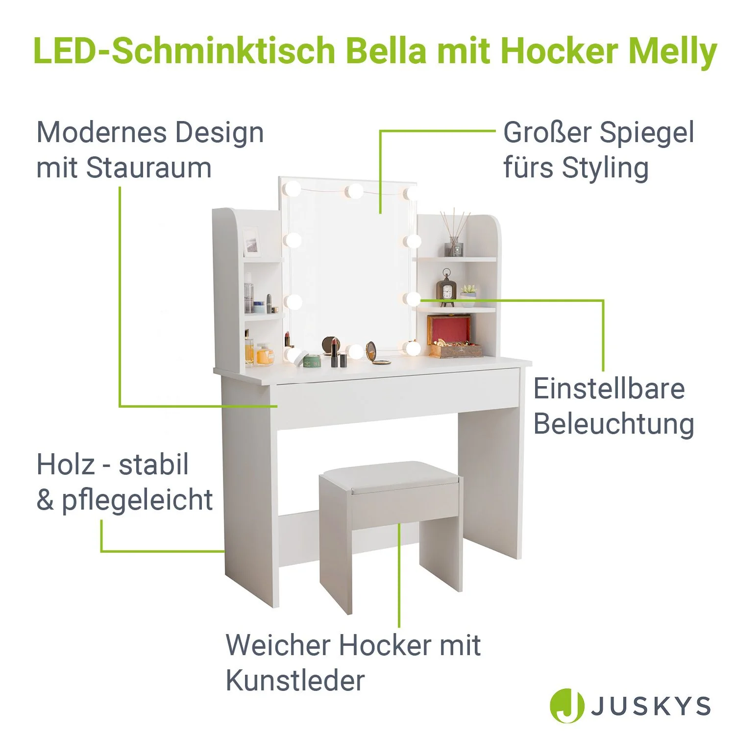 Bella Schminktisch 2025 mit Melly Hocker