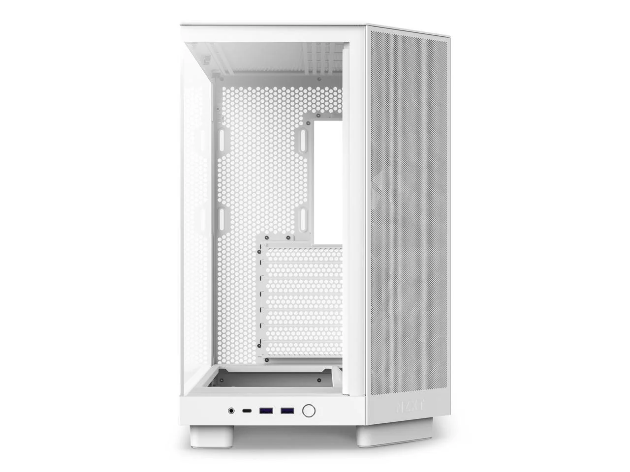 2025 NZXT H6 FLOW - Kompakt dobbeltkammer-midtower-kabinet med airflow. Hvid. CC-H61FW-01