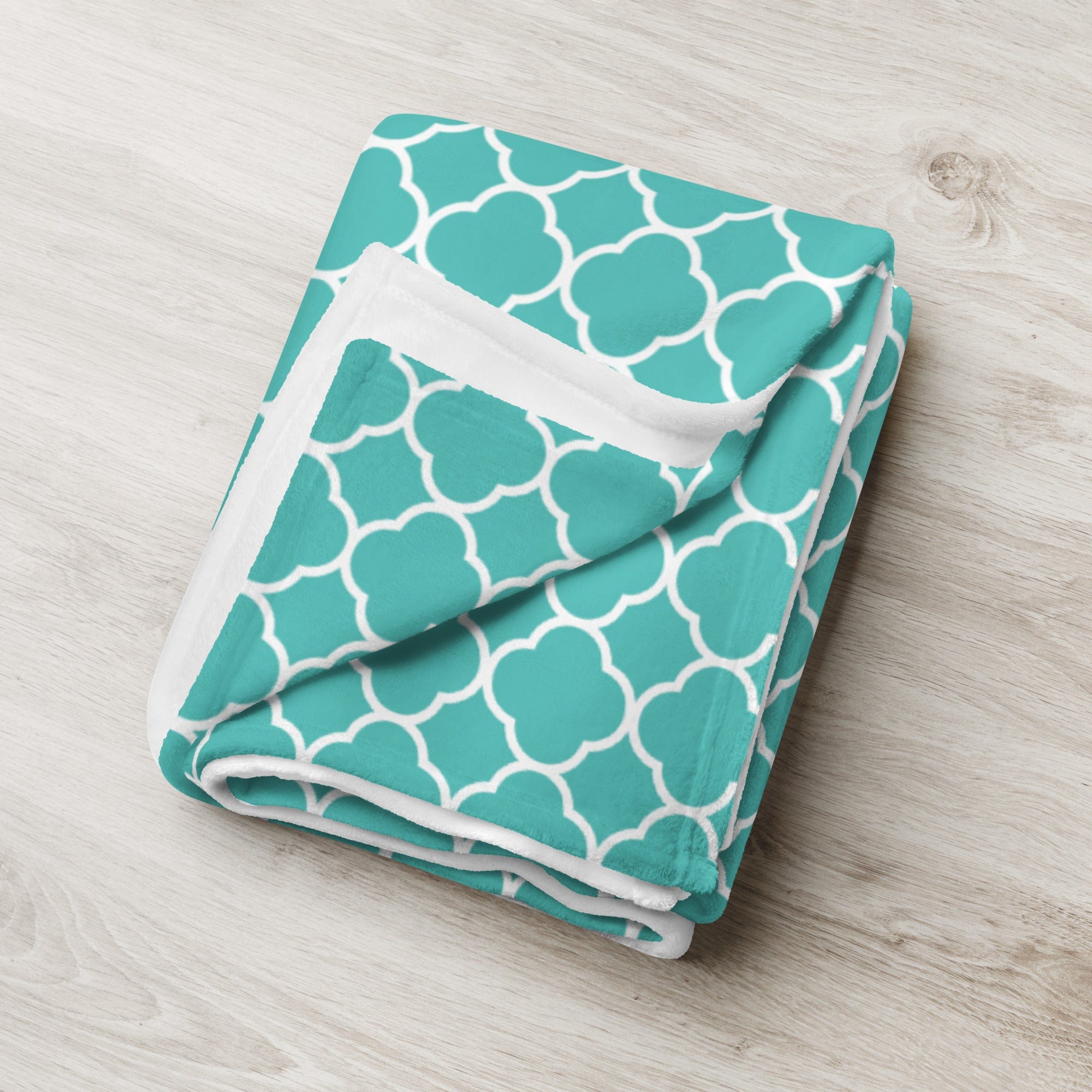 Turquoise Quatrefoil Throw Blanket
