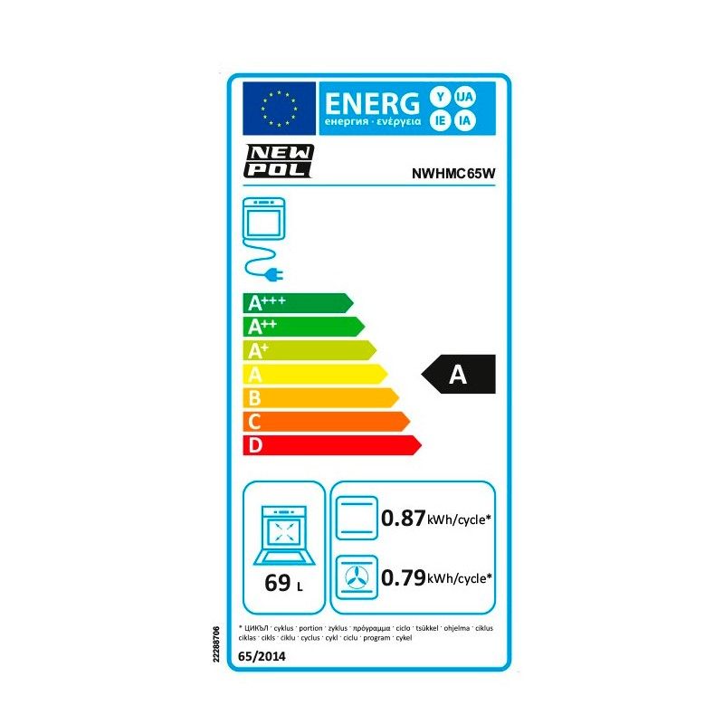 Neuer Pol Nwhmc65w Backofen, weißes Glas, Dampfreiniger