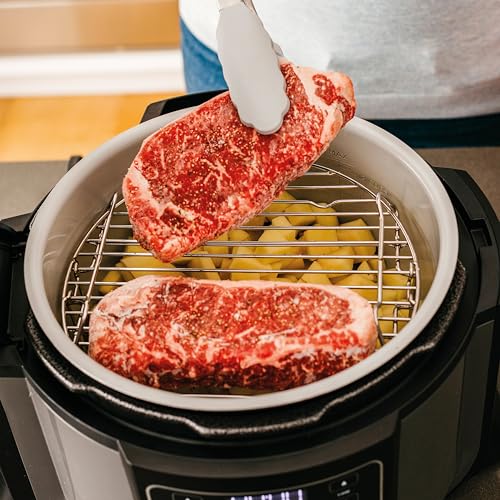 2025 Ninja Foodi multifunktionskomfur. 6 l. 7-i-1 multifunktionskomfur. Hurtig trykkoger. Airfryer. Slowcooker. Grill og mere. Børstet stål og sort. OP300EU