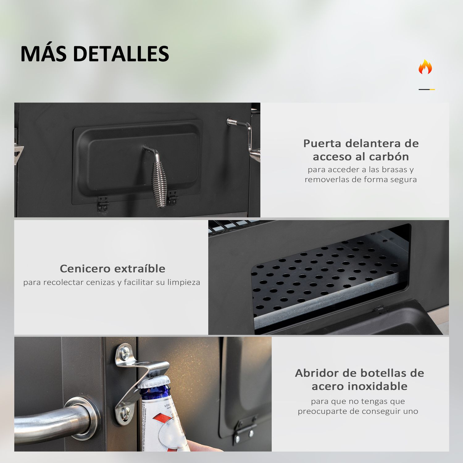 Outsunny Holzkohlegrill Edelstahl 113x65x108 cm Schwarz