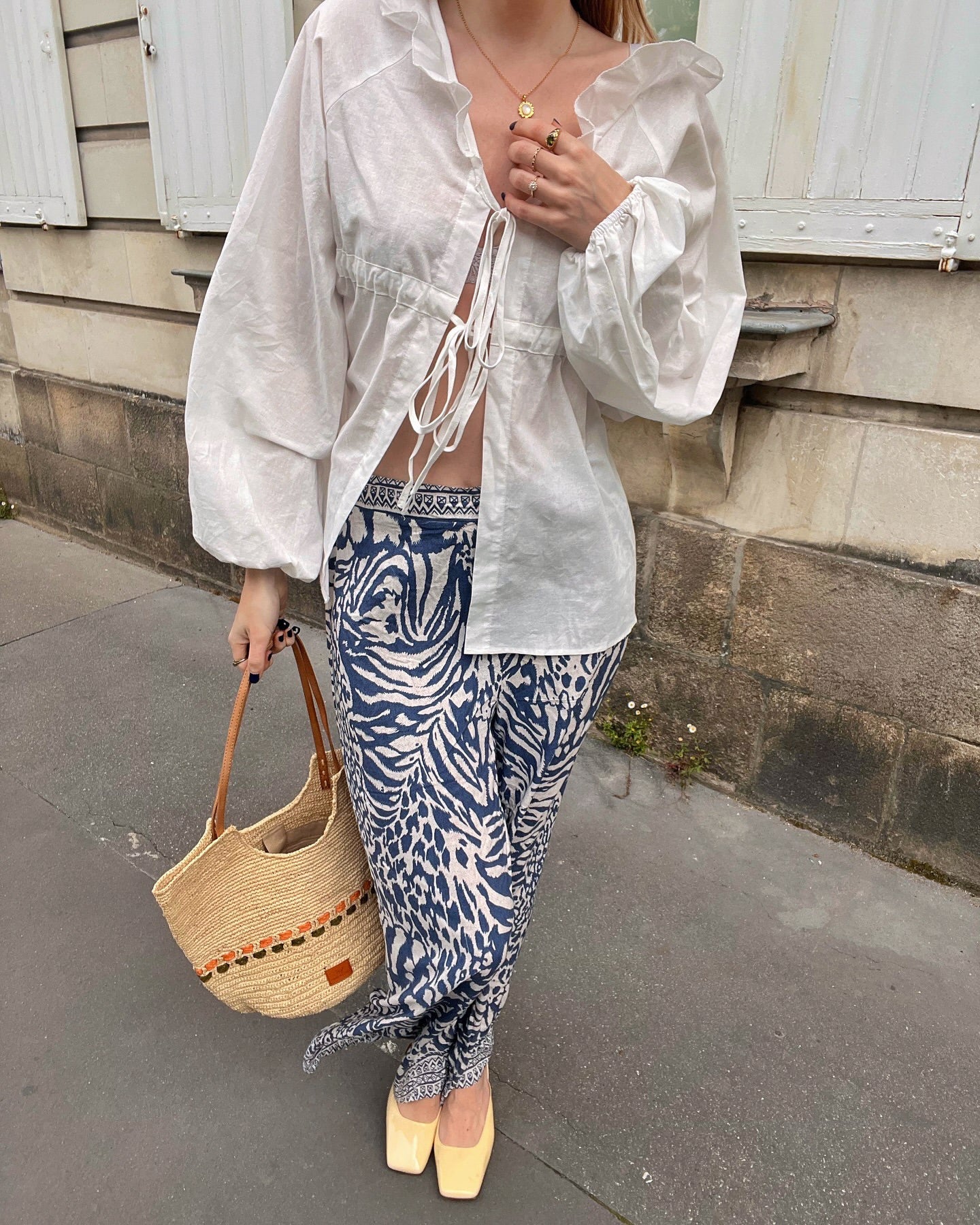 Zola - Handmade Natural Raffia Tote Bag - Pastel Green and Amber