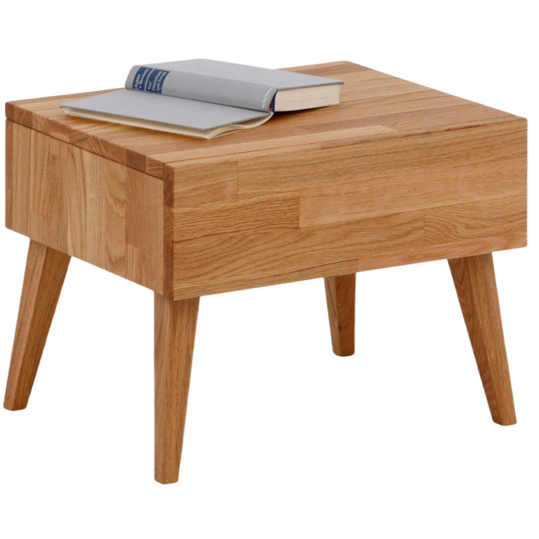 Natali sengebord lavet af egetræ, 35x35 cm