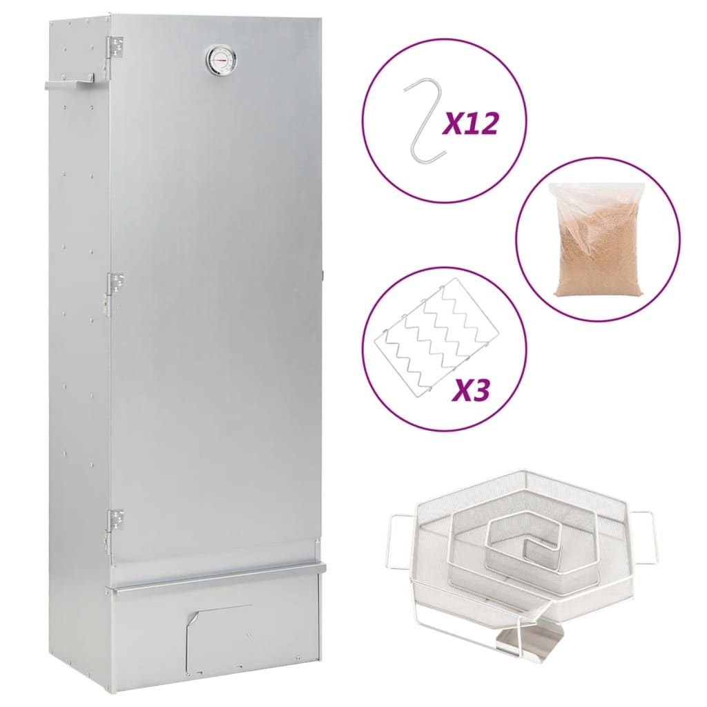 VidaXL BBQ-Smokerofen mit Kaltrauchgenerator, verzinkter Stahl