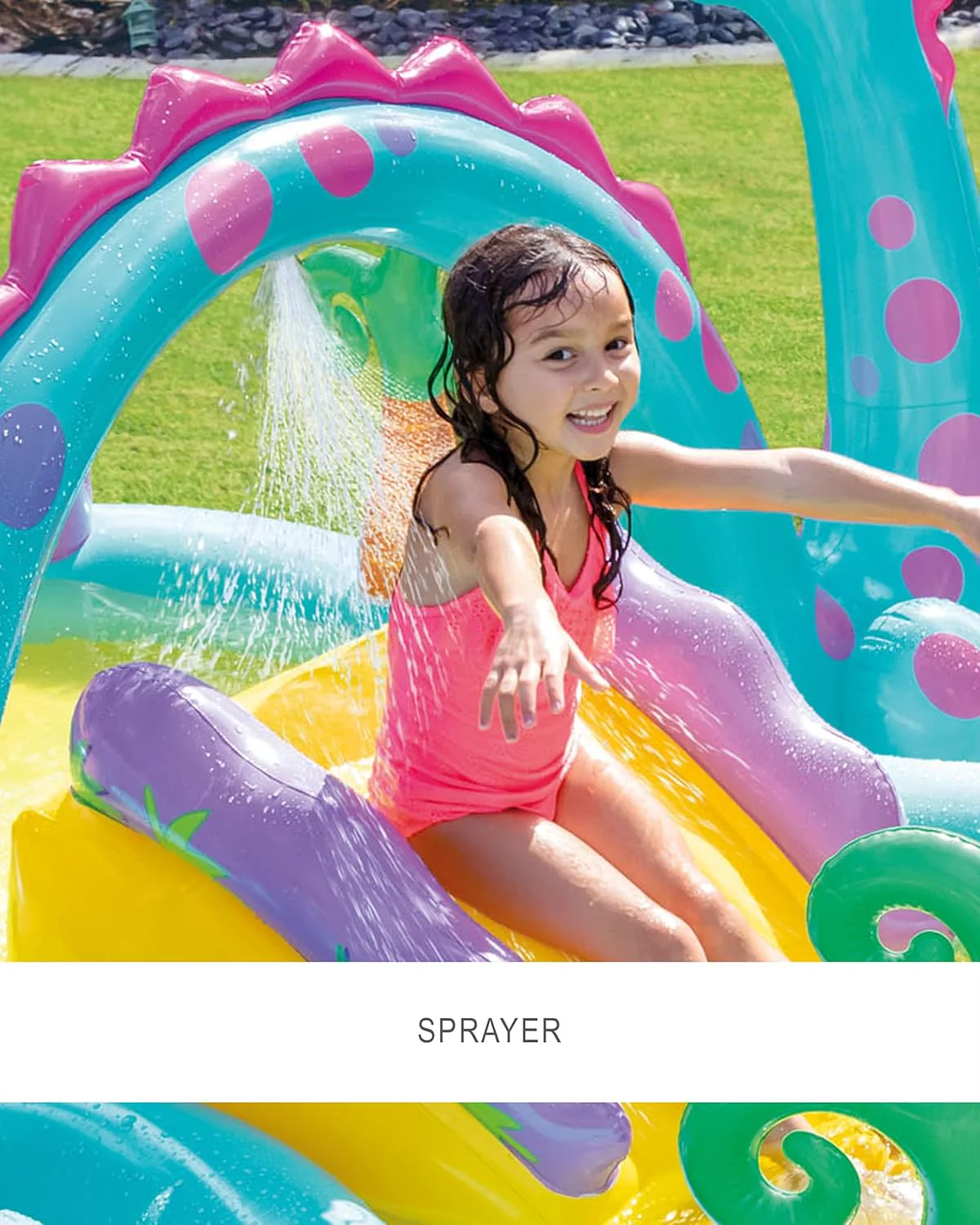 Intex Jungle Adventure Oppusteligt Legeområde – Pool med Rutsjebane og Vandlege til Børn