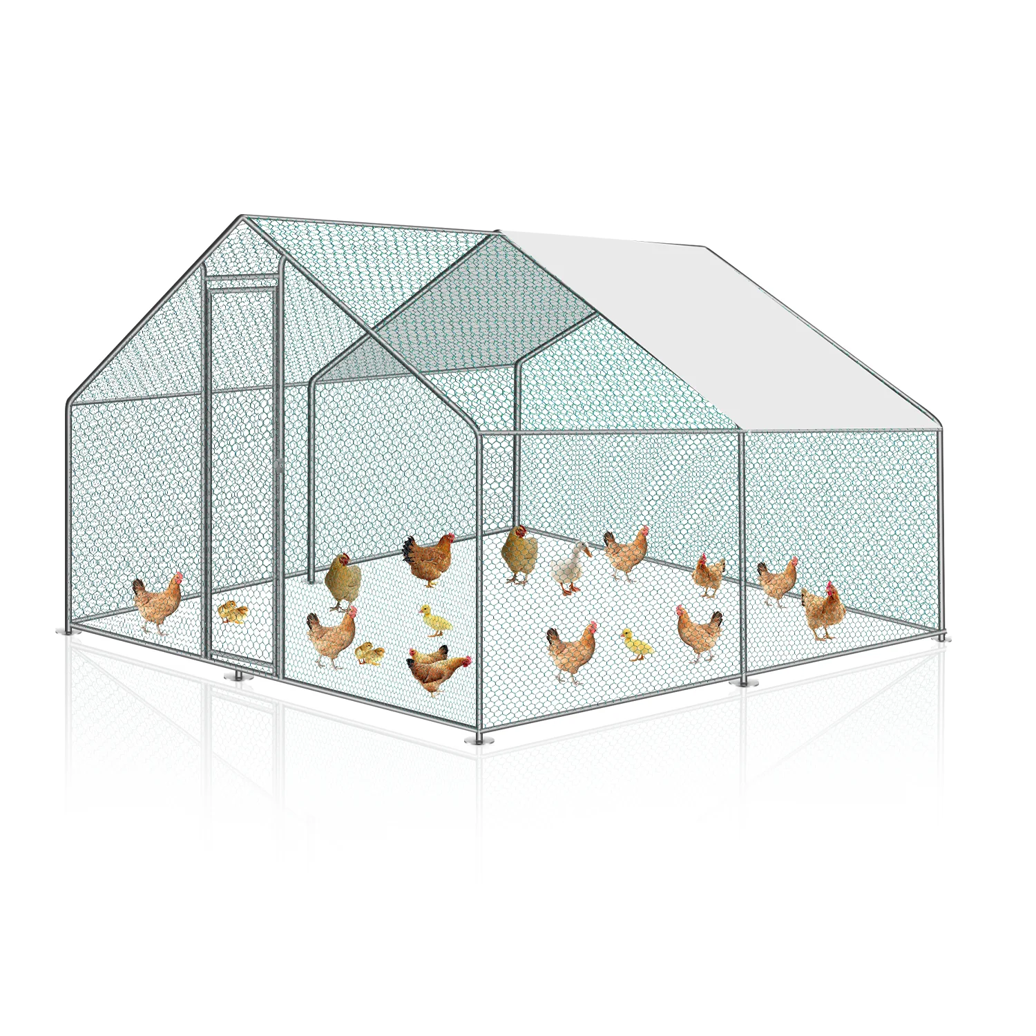 Poulailler extérieur en métal Sonnewelt 2025 avec auvent, 3 x 3 x 2 m