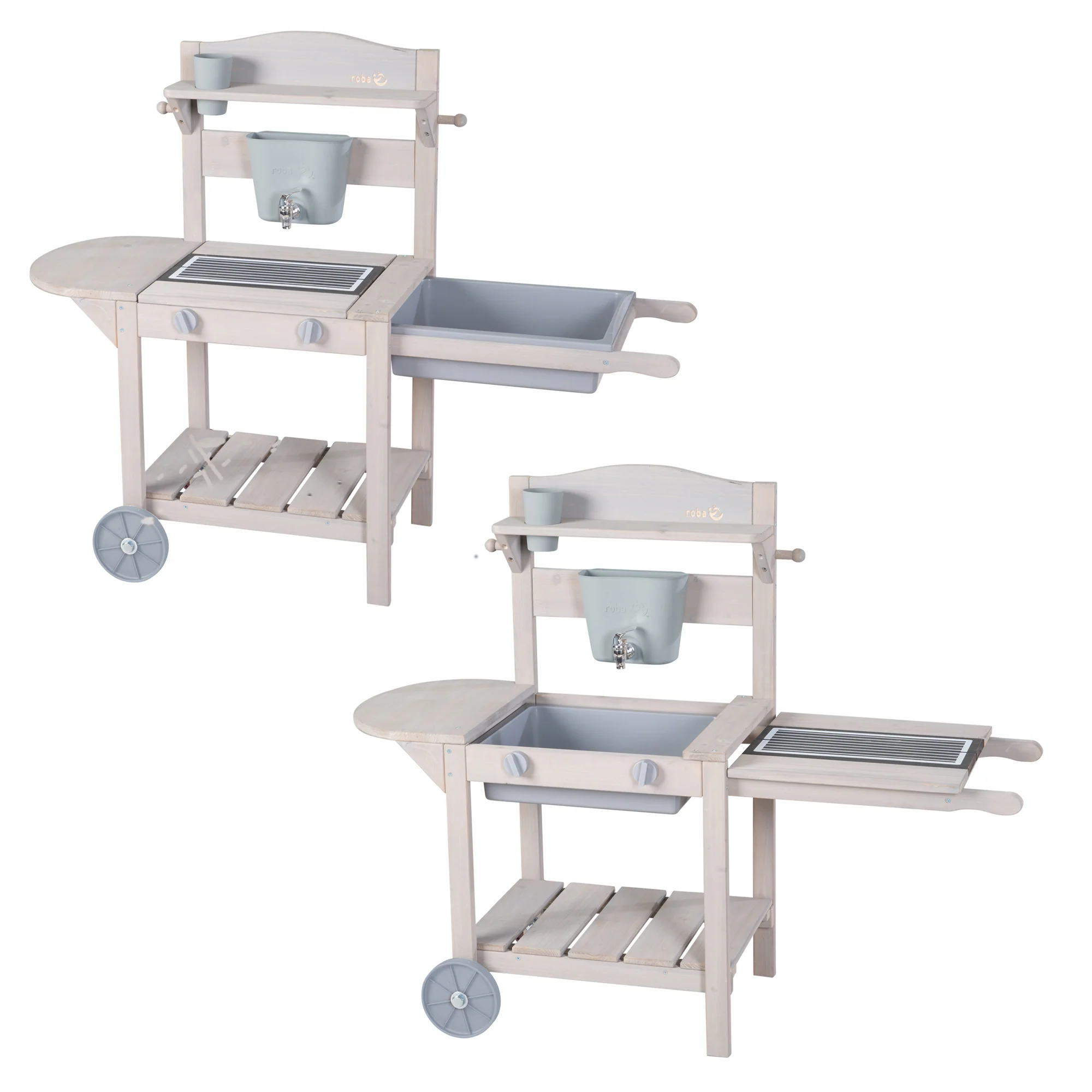 Mobile Spielküche „Mud & Play BBQ“ für Kinder – FSC-zertifiziertes Holz – geprägte graue Oberfläche