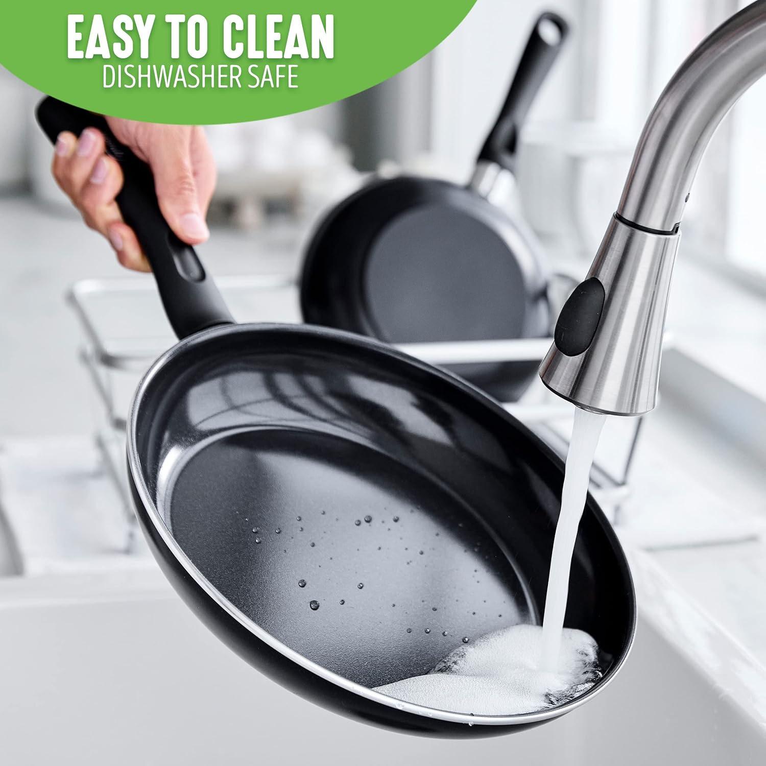 GreenLife Soft Grip 16-teiliges Antihaft-Keramik-Kochgeschirr-Set, bestehend aus Bratpfanne, Stielkasserolle und Topf, PFAS-frei, spülmaschinenfest, ofenfest, türkis