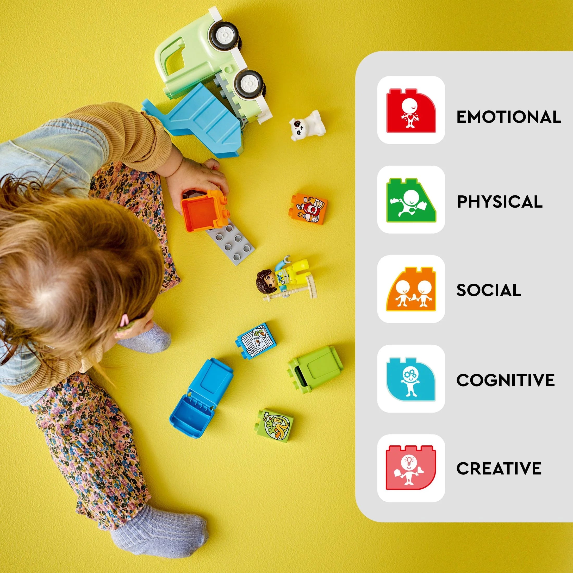 LEGO DUPLO City Camion de recyclage 10987, Jeu de construction, Apprends en jouant avec ce cadeau STEM créatif pour garçons et filles de 2 ans et plus, Comprend 3 poubelles de tri