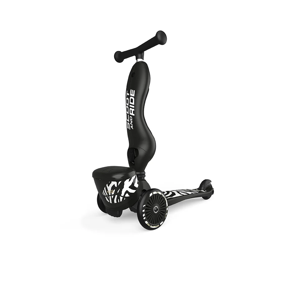 Trottinette 2-en-1 Scoot & Ride Highwaykick 1 Lifestyle avec siège (modèle 2025). Pour les enfants de 1 à 5 ans. Modèle avec compartiment de rangement.
