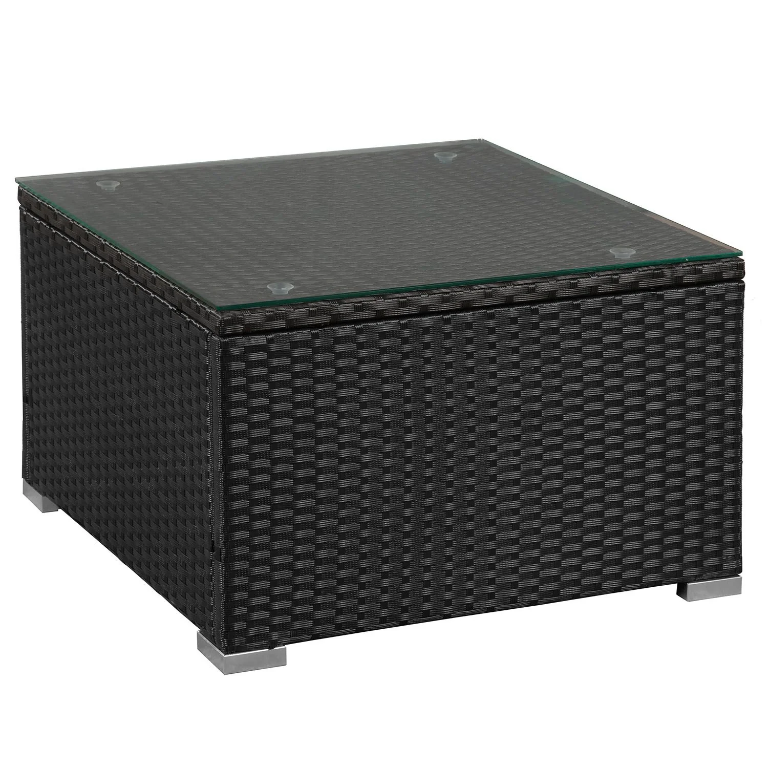 Ensemble de jardin en résine tressée Punta Cana M 2025, noir avec coussins gris