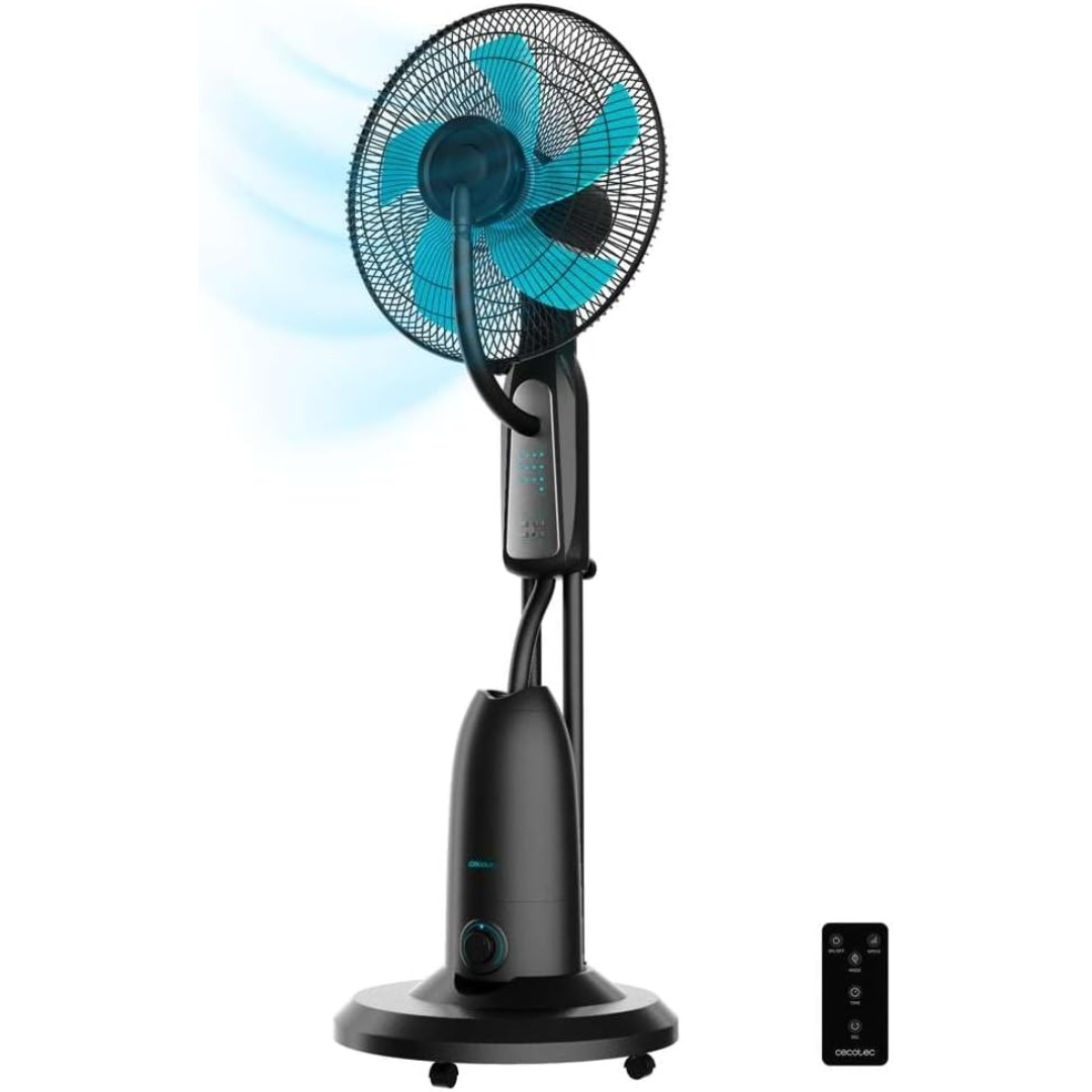 Cecotec EnergySilence 490 Kaltwasser-Nebelventilator mit Fernbedienung, 90 W, 40,6 cm Durchmesser, 5 Flügel, 2,8 l Wassertank, 7,5-Stunden-Timer, LED-Anzeige und Oszillation