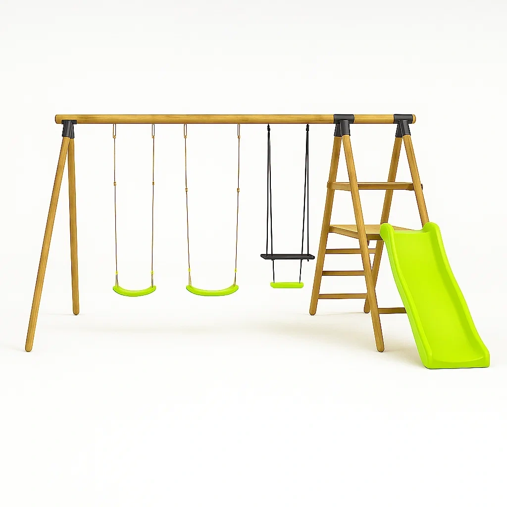 Balançoire pour enfants 320x180x210 cm bois naturel/bois vert - sAeMaHpa32WX
