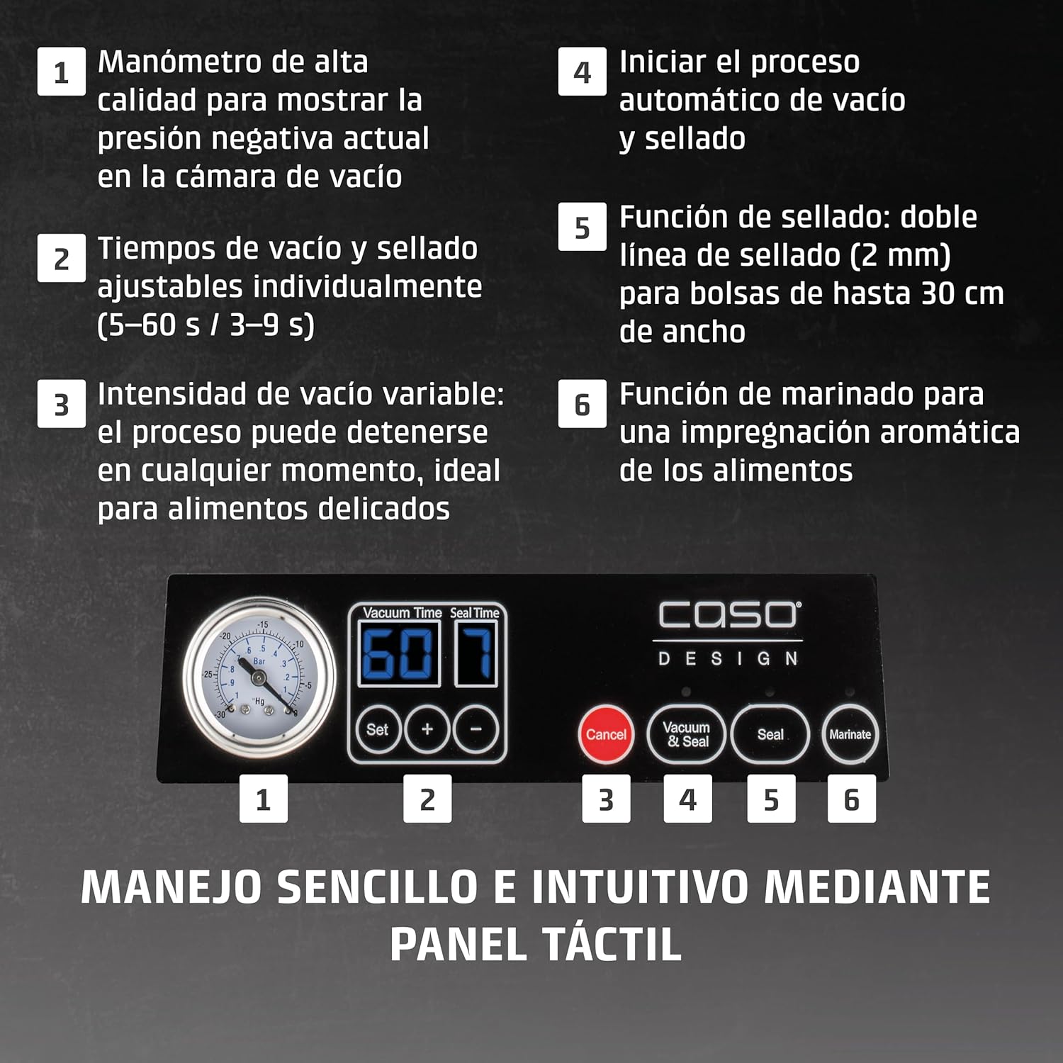 CASO VacuChef 40 – Professioneller Kompakt-Vakuumierer – Leistungsstarke Vakuumleistung von 70 l/min – 3-Liter-Kammer – Edelstahl