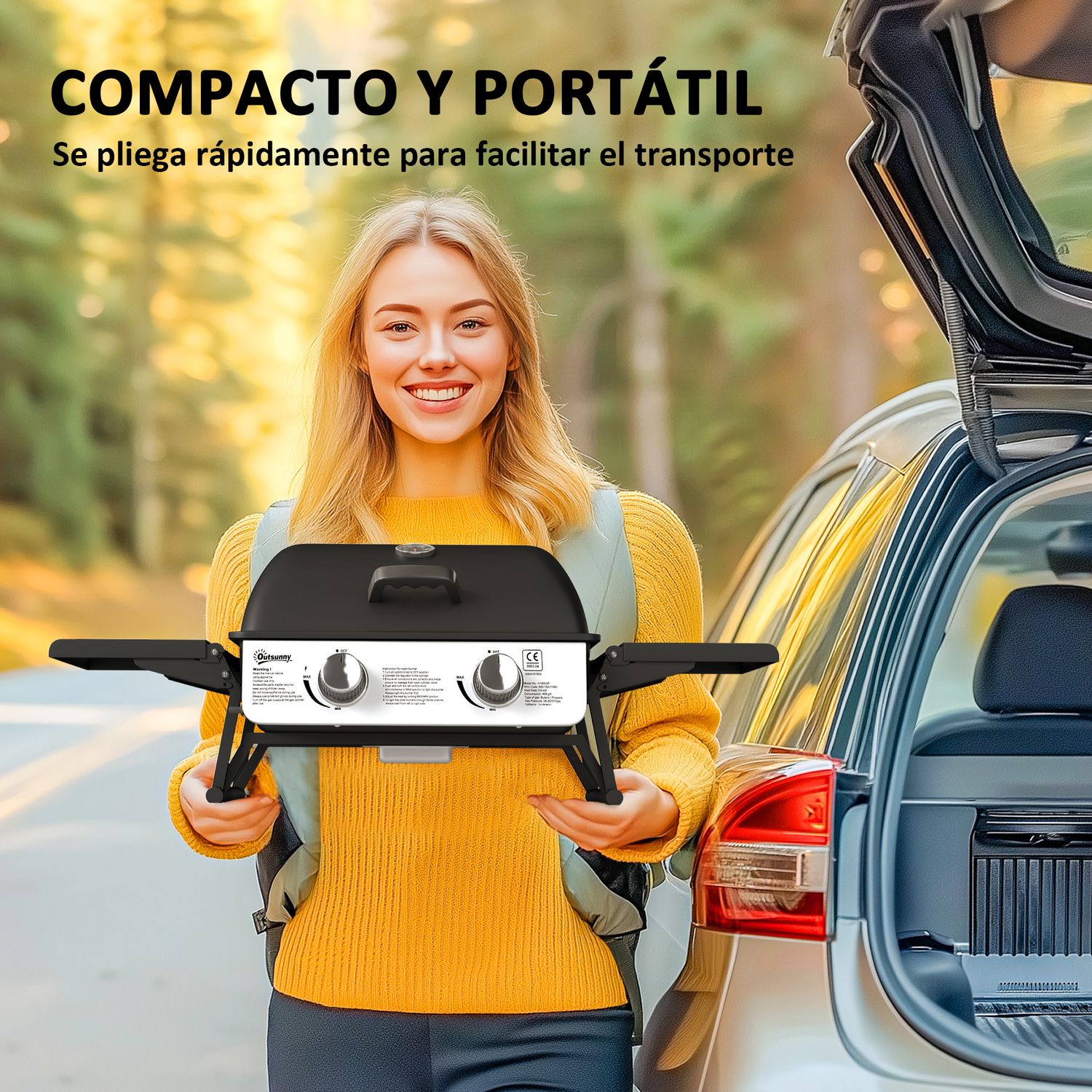 Outsunny ABS-Edelstahl-Gasgrill – 101 x 48 x 41 cm, Schwarz