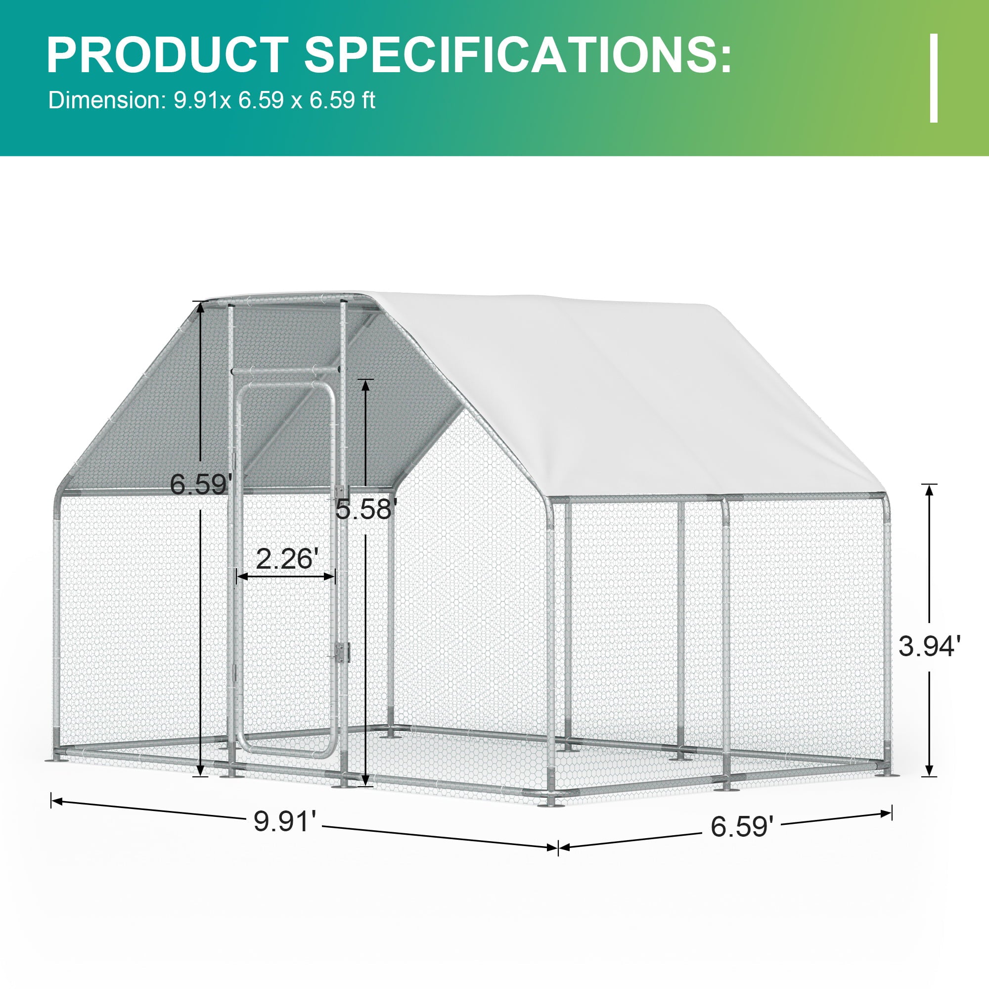 Großer Hühnerstall aus Metall für 16 Hühner, spiralförmiger Vogelkäfig, wasserdichte und UV-beständige Abdeckung für den Außeneinsatz im Garten oder auf dem Bauernhof
