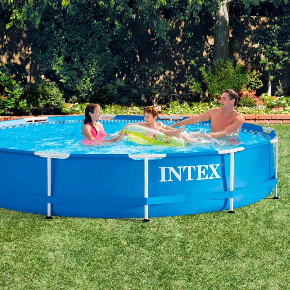 Intex 366x76cm Blauer runder PVC-Aufstellpool mit Filterpumpe