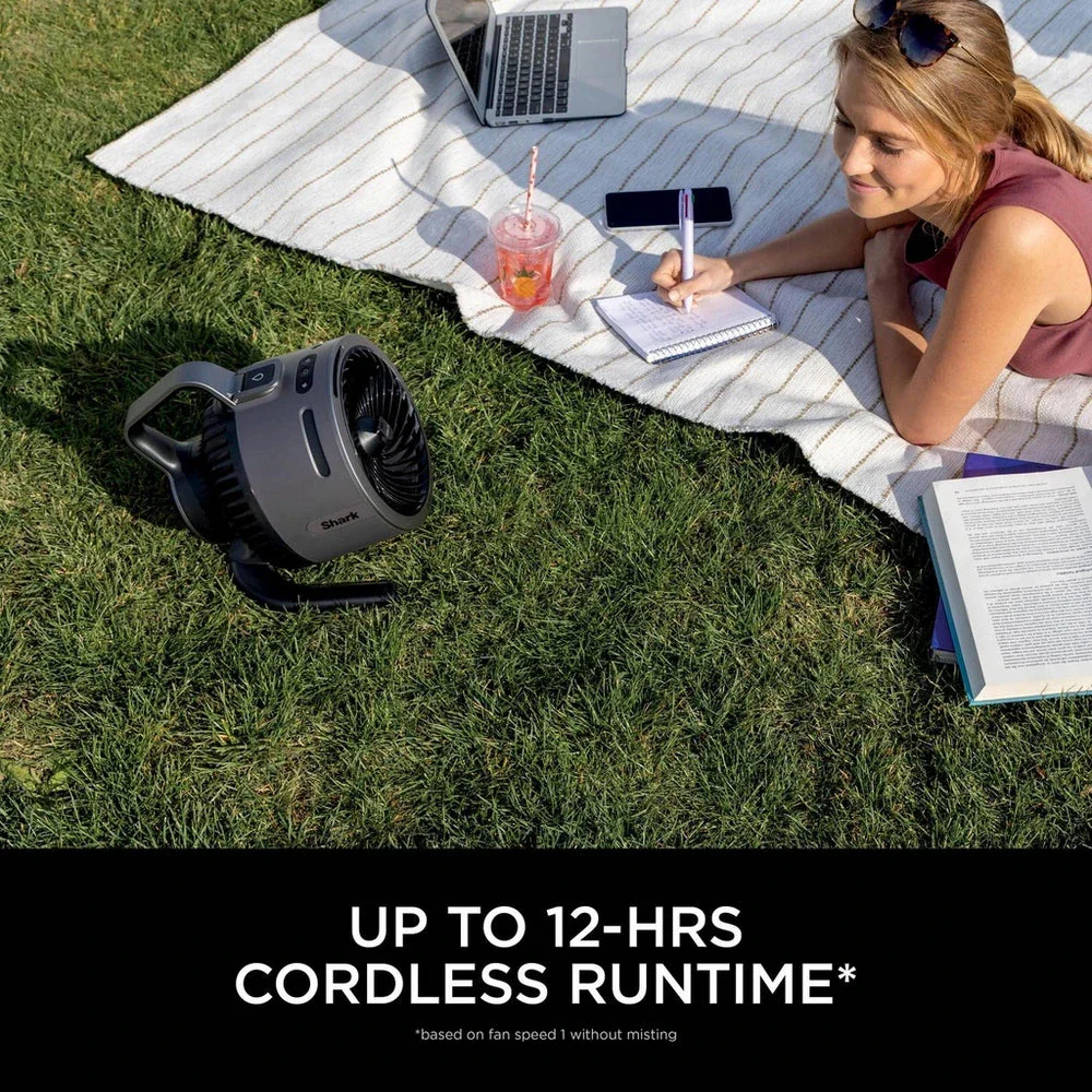 2025 Shark FlexBreeze HydroGo FA050UK tågeblæser – Ultrakraftfuld bærbar køleløsning til indendørs og udendørs brug (kul)