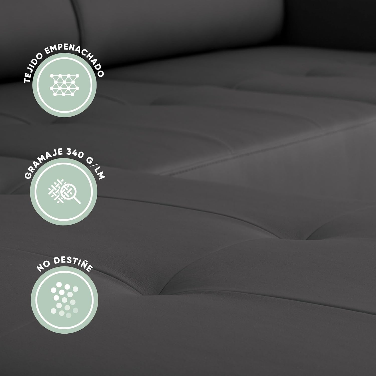 BUDWING John 4-Sitzer Ecksofa mit Schlaffunktion – Wendbare Chaiselongue, verstellbare Kopfstütze und 2 Hocker – Polyurethanbezug – Modernes Design – 263 x 161 x 96 cm – Schwarz