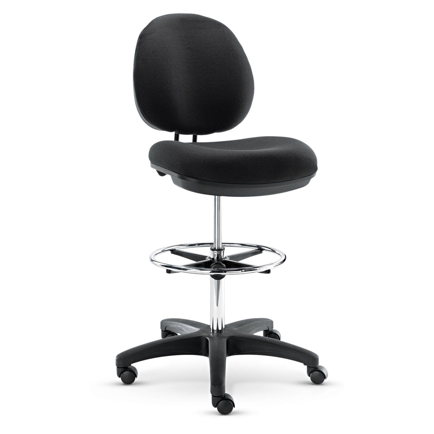 Tabouret de travail pivotant Alera Interval Series 2025 en similicuir noir.