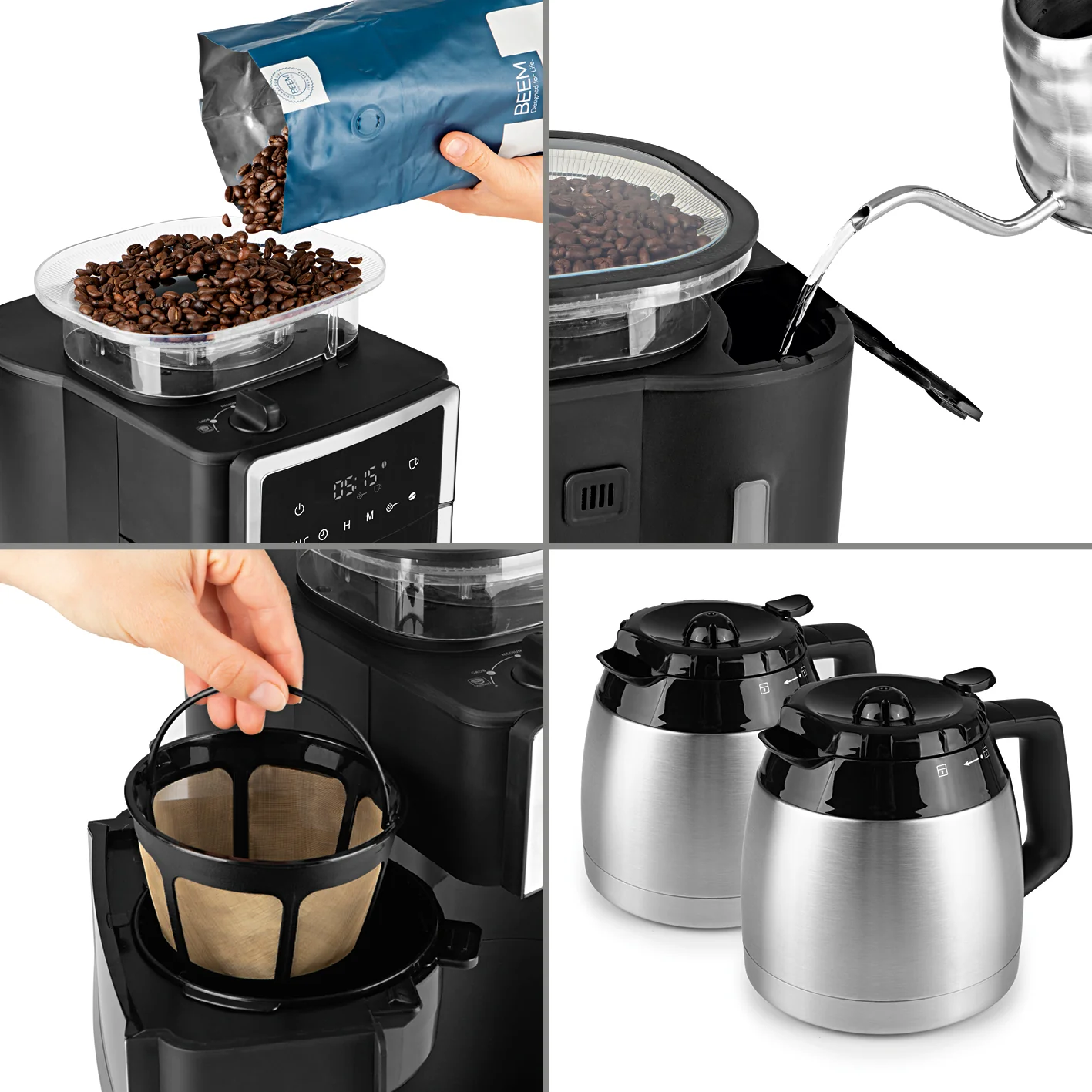 2025 BEEM FRESH-AROMA-PERFECT III – Cafetière à filtre avec broyeur – 2 carafes isothermes