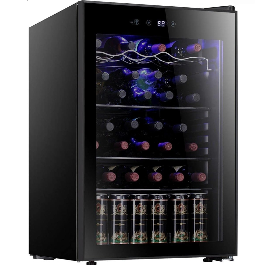 Antarctic Star Weinkühlschrank für 36 Flaschen / Getränkekühlschrank, Mini-Weinkeller, Bier- und Limonadenkühlschrank, leiser Kompressorbetrieb, einstellbare Temperatur, freistehend, schwarz, 4,4 Kubikfuß