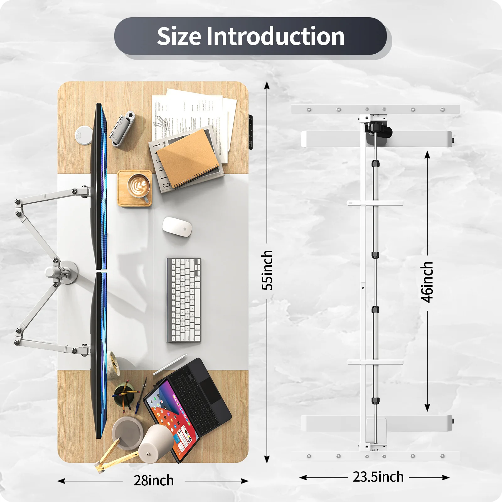 Maidesite M2 höhenverstellbarer elektrischer Schreibtisch, 140 x 71 cm, mit Zubehörset für das Homeoffice
