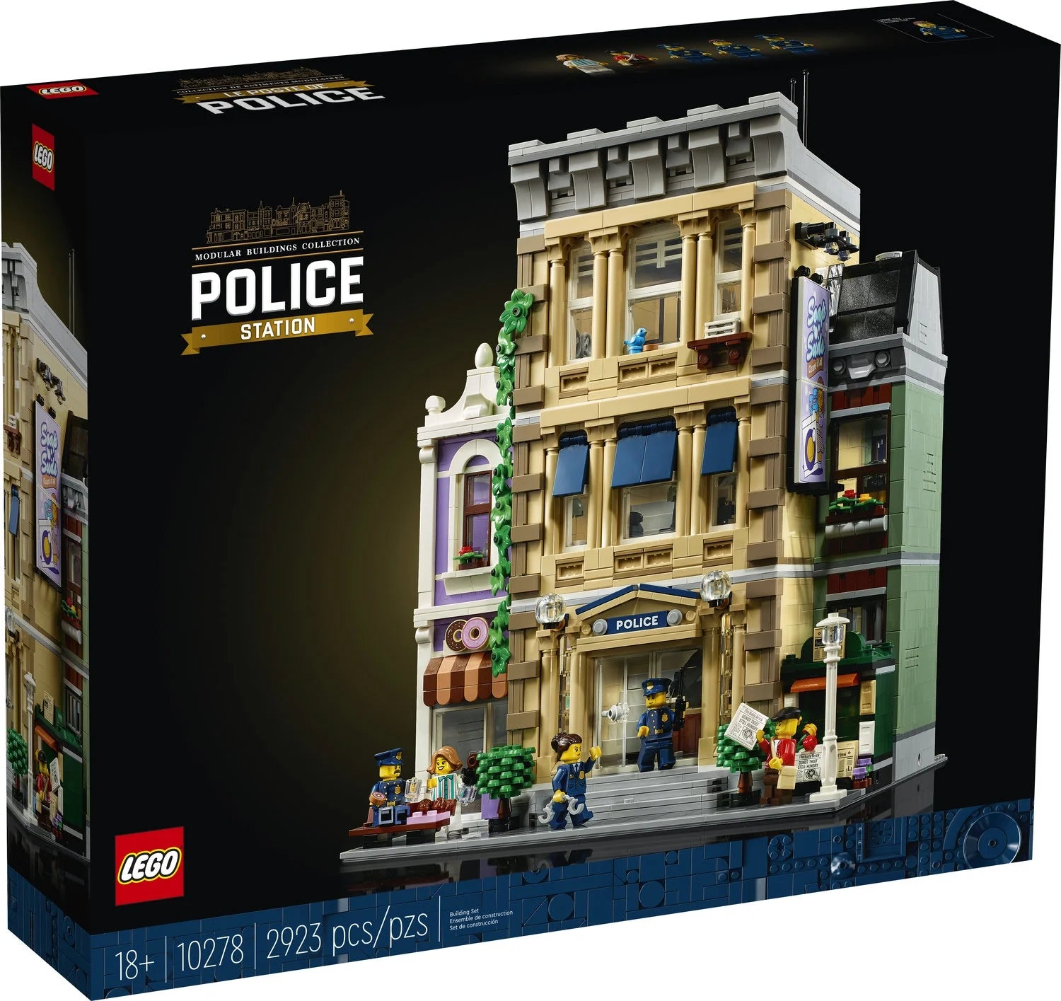 LEGO Icons Politistation 10278 – Stort byggesæt, samlersæt til voksne, modulær bygningskollektion