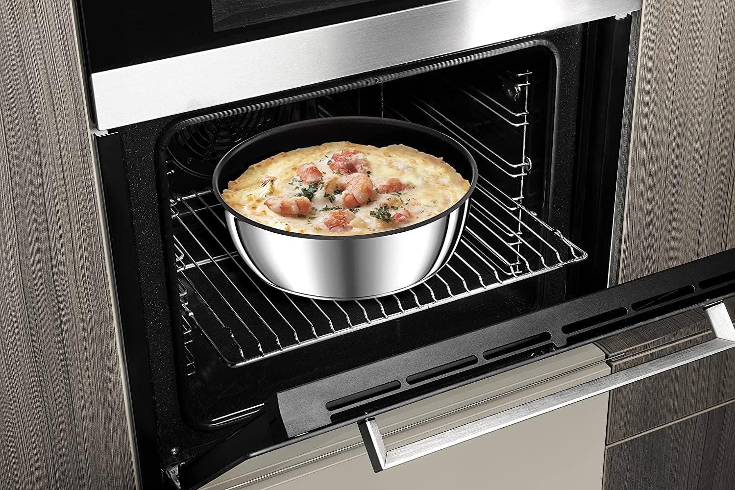 Tefal Ingenio Preference On Set: 2 Bratpfannen (24/28 cm) + 2 Stielkasserollen (16/20 cm) + 24 cm Topf + 26 cm Wok + 2 abnehmbare Griffe + 5 Zubehörteile | Induktionsgeeignet, antihaftbeschichtet, PFOA-frei