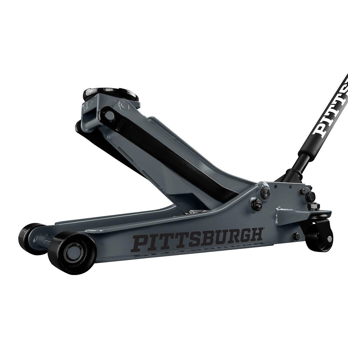 2025 PITTSBURGH 3-tons lavprofil hydraulisk donkraft med hurtigpumpe. Skifergrå