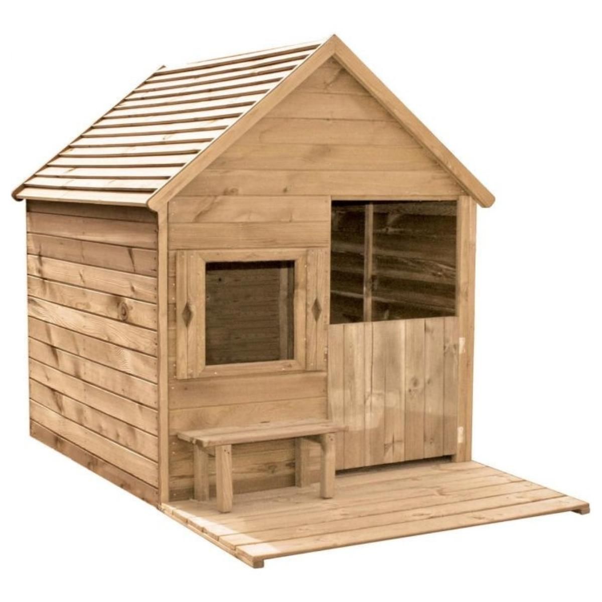 Maisonnette en bois avec banc Heidi Soulet