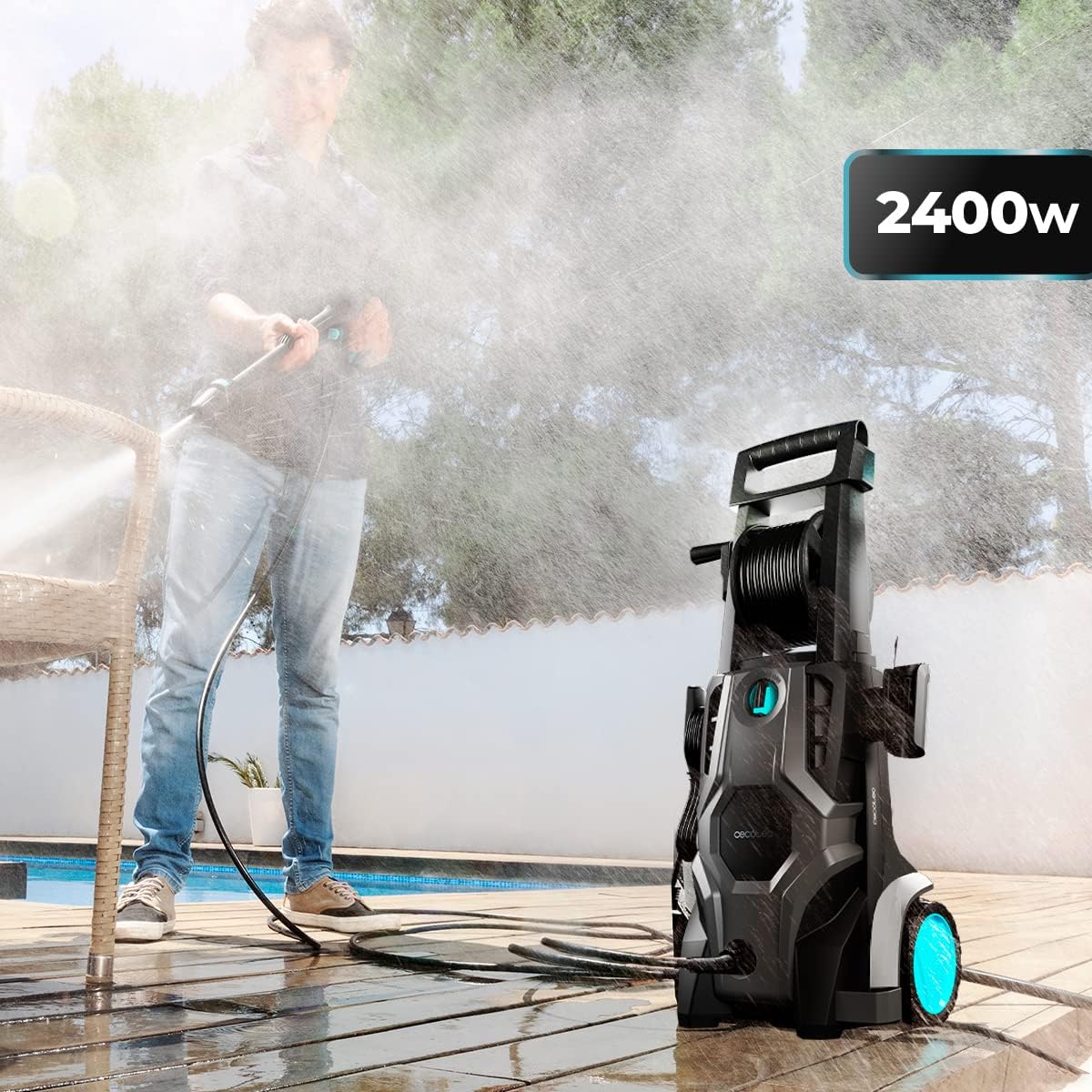 Cecotec HydroBoost 2400 AdvanceClean højtryksrenser. 2400W, Hjem, Have eller Bil, Flowhastighed på 480l/t, 180 trykbarer, Aluminiumpumpe, Aktionsradius 14 m