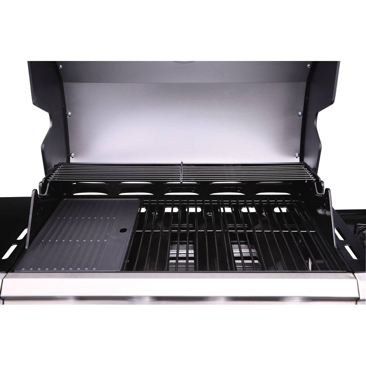 Gasgrill mit LED-Beleuchtung „Bingo 4“ – 4 Brenner (1 Seite) – 14 kW + Schutzabdeckung – Schwarz
